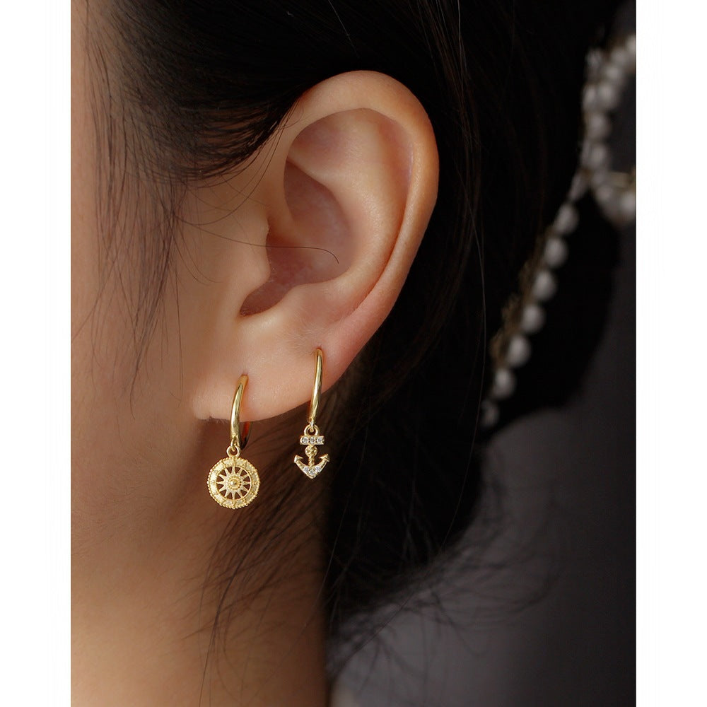 925 Sterling Silver Hexagram Charm Hoop Earrings