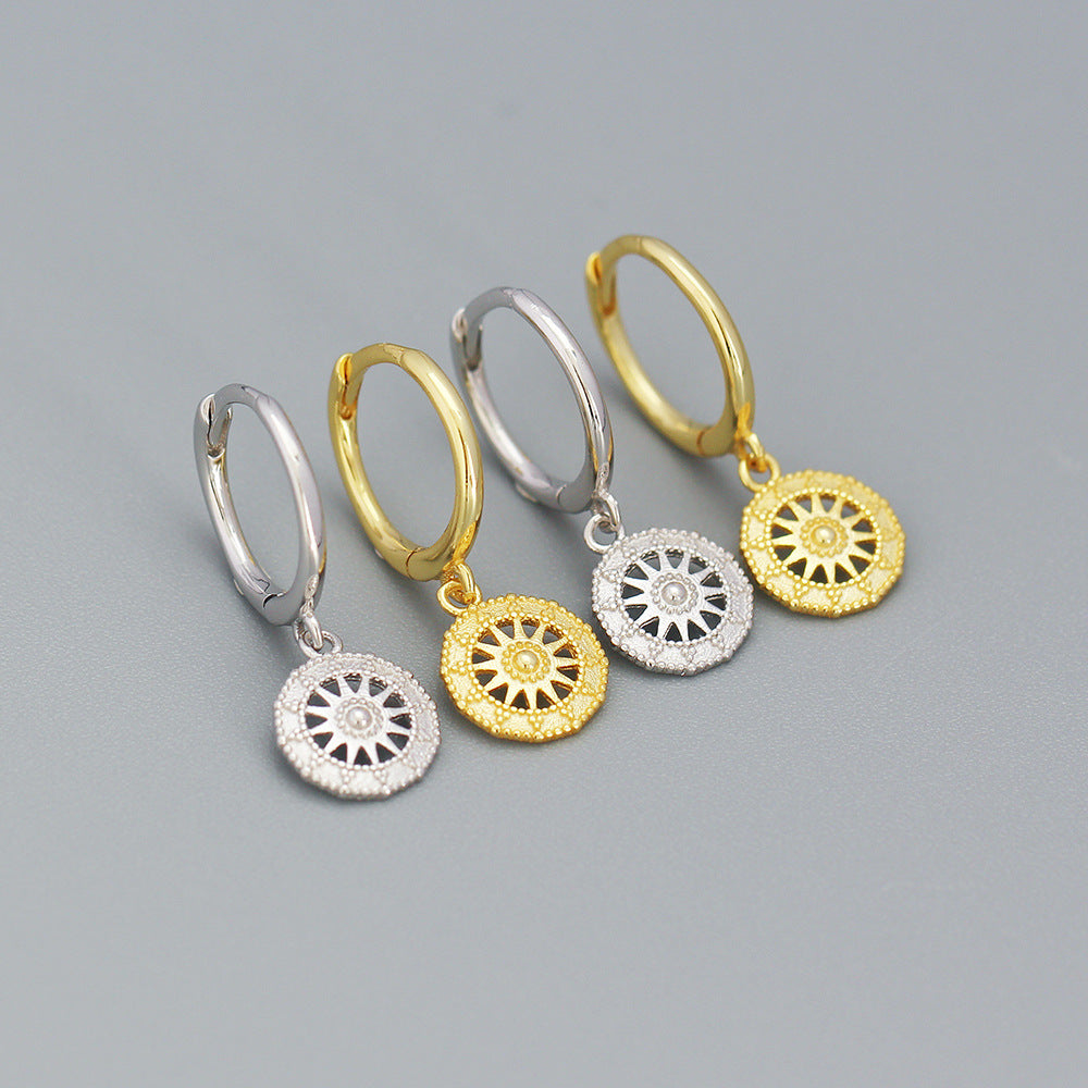 925 Sterling Silver Hexagram Charm Hoop Earrings