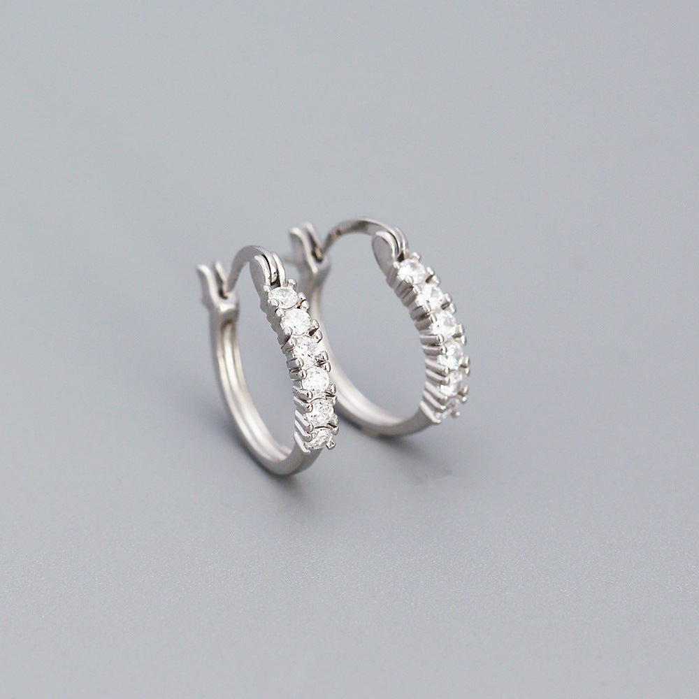 925 Sterling Silver CZ Hoop Earrings
