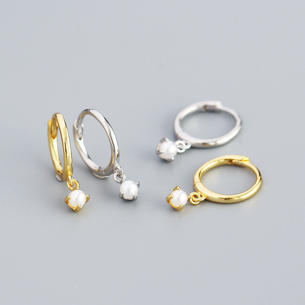 925 Sterling Sliver Drop Hoop Earrings