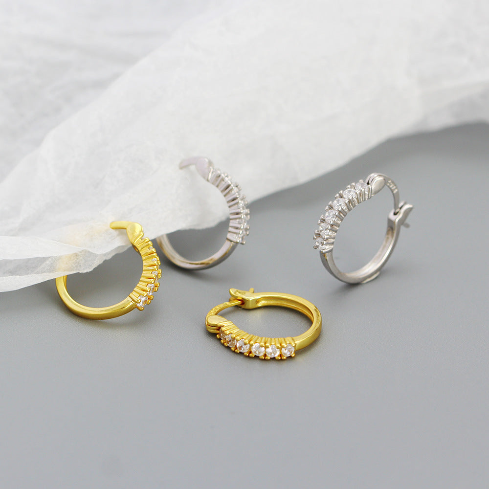 925 Sterling Silver CZ Hoop Earrings