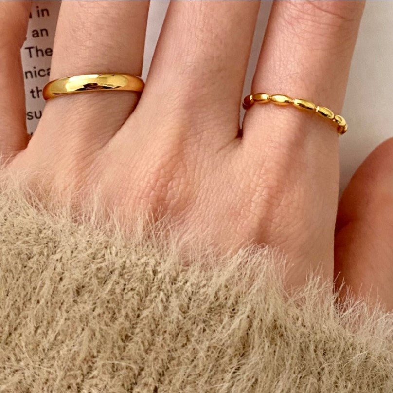 925 Sterling Silver Rice Bead Adjustable Ring