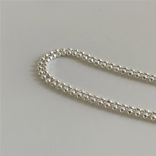 925 Sterling Silver Double Layered Ball Chain Bracelet Bangle