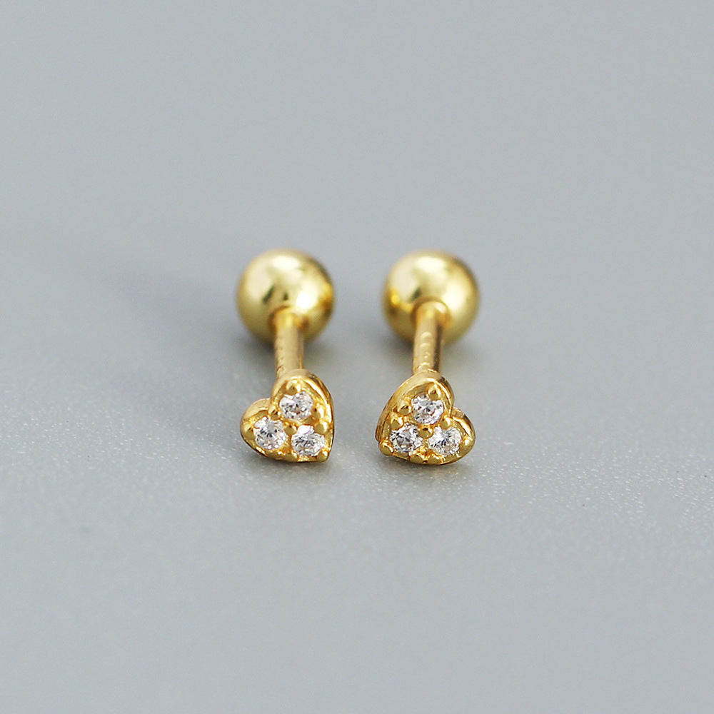 925 Sterling Silver Heart Stud Earrings