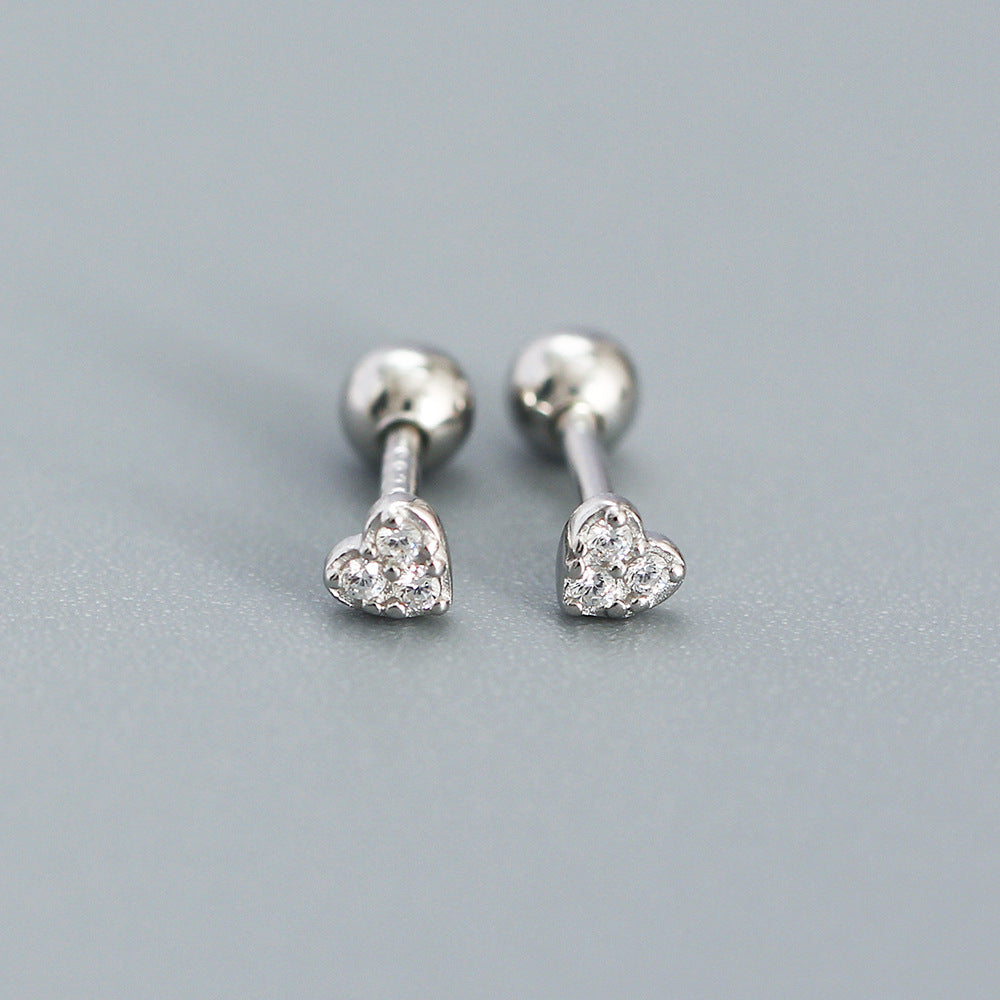 925 Sterling Silver Heart Stud Earrings