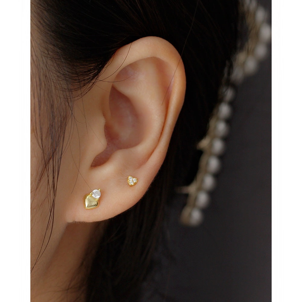 925 Sterling Silver Heart Stud Earrings