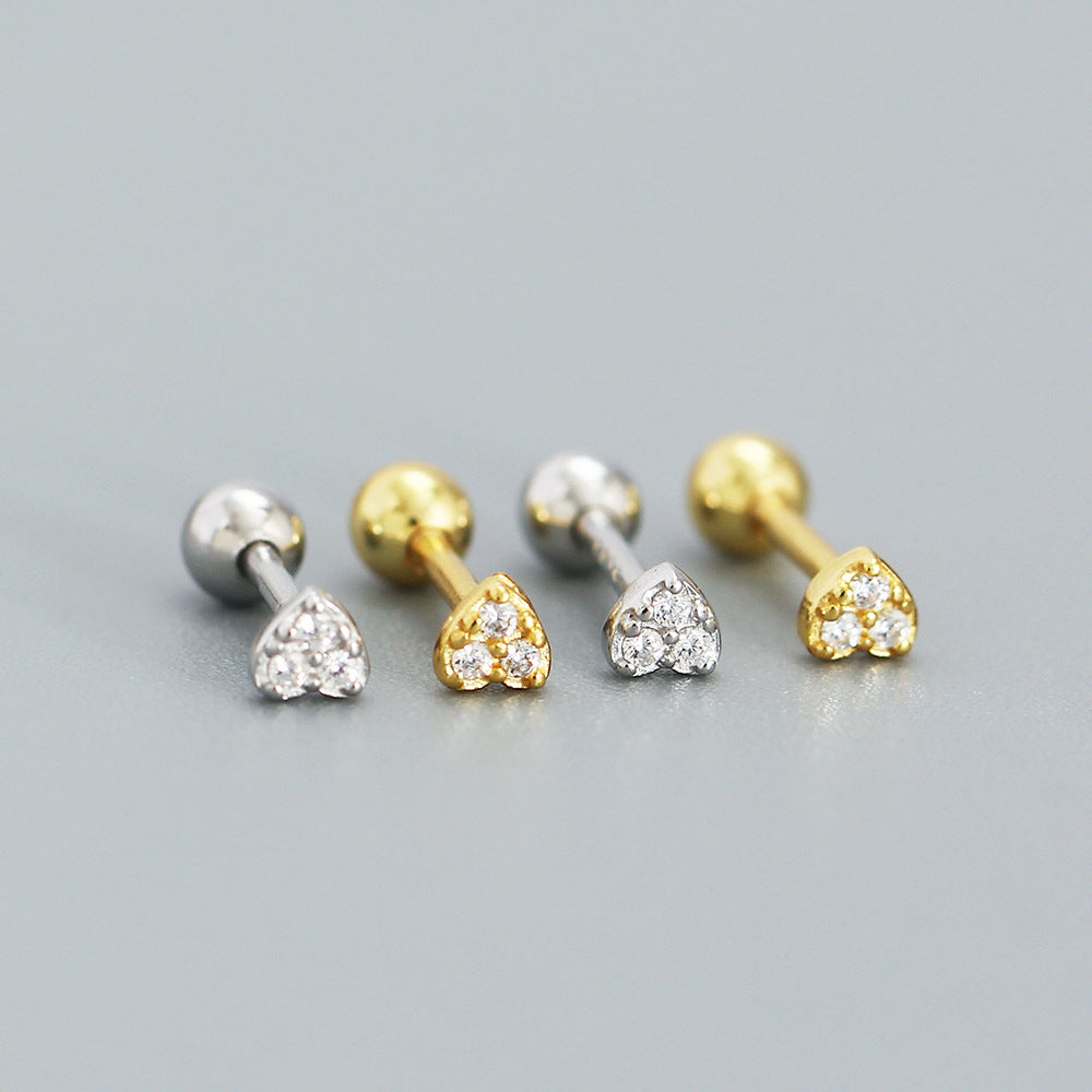 925 Sterling Silver Heart Stud Earrings