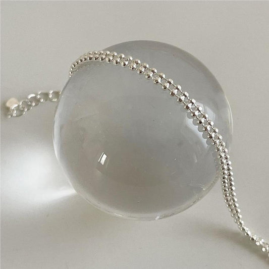 925 Sterling Silver Double Layered Ball Chain Bracelet Bangle