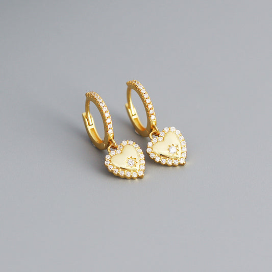 925 Sterling Silver Heart Pendent Earrings