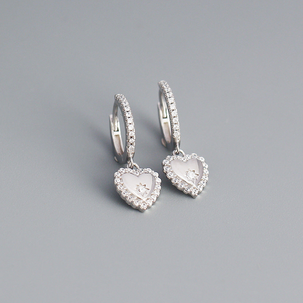 925 Sterling Silver Heart Pendent Earrings