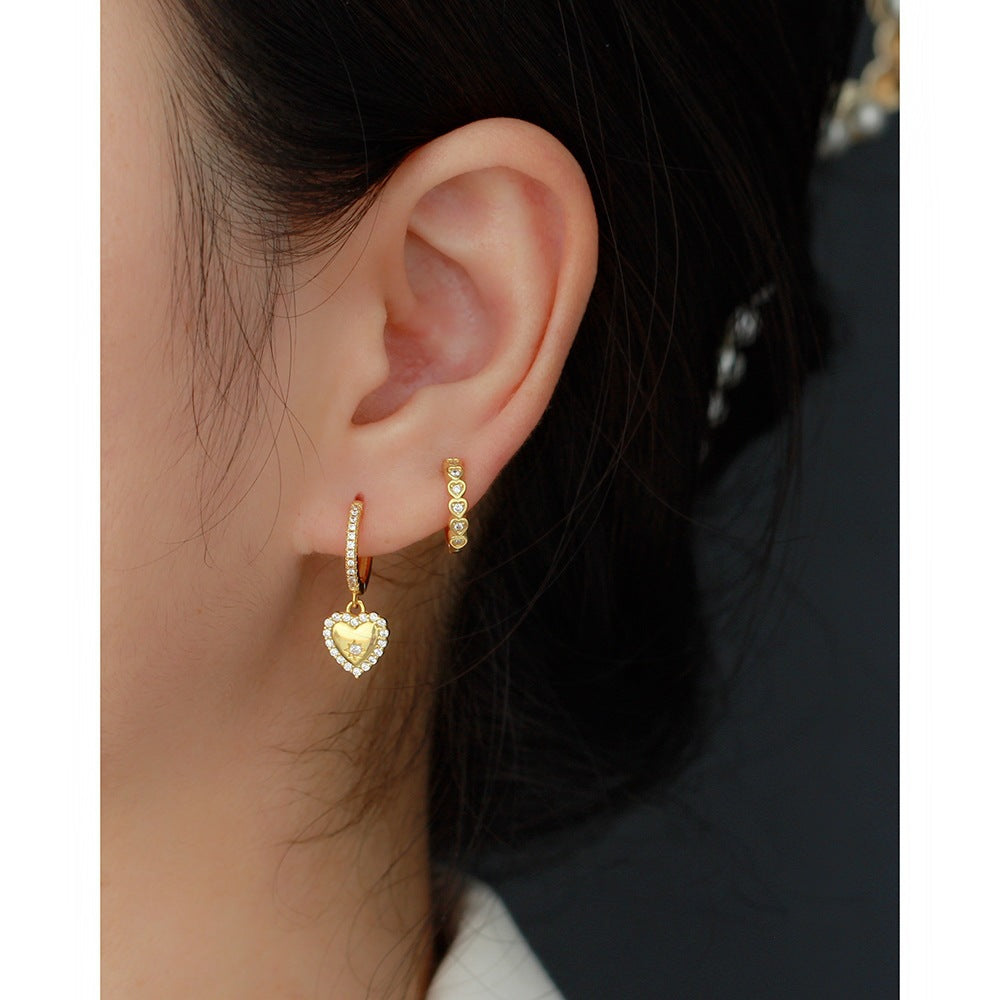 925 Sterling Silver Small Heart Hoop Earrings