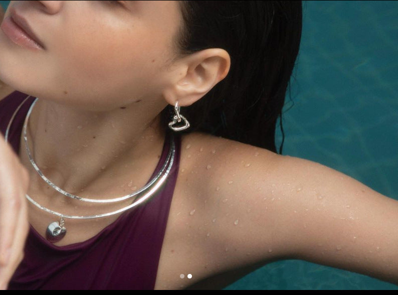 925 Sterling Silver Heart Shape Earrings