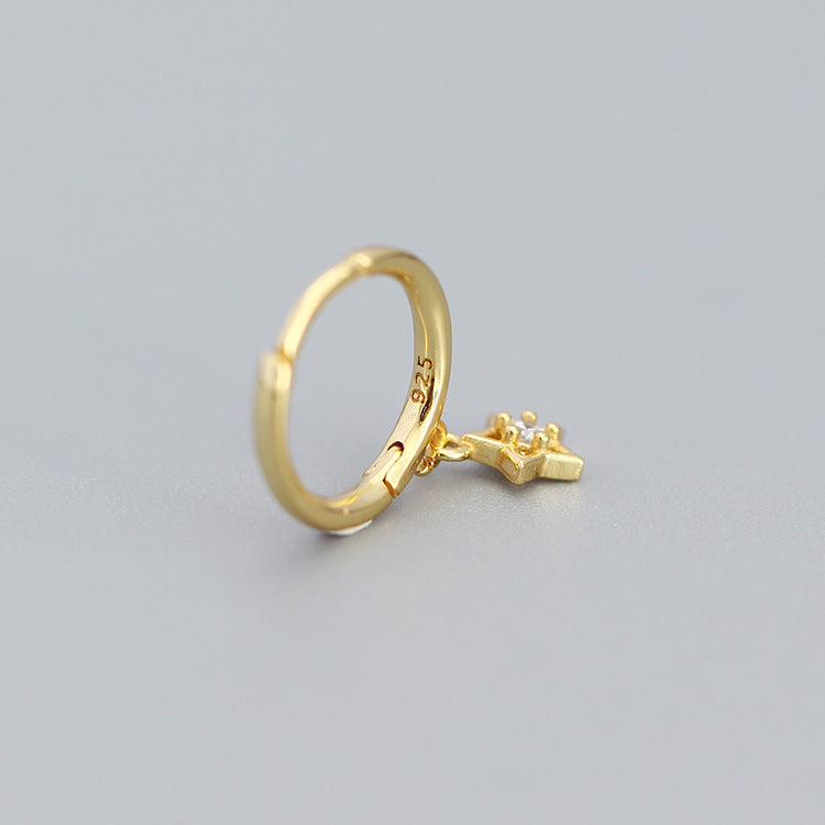 925 Sterling Silver Small Star Hoop Earrings
