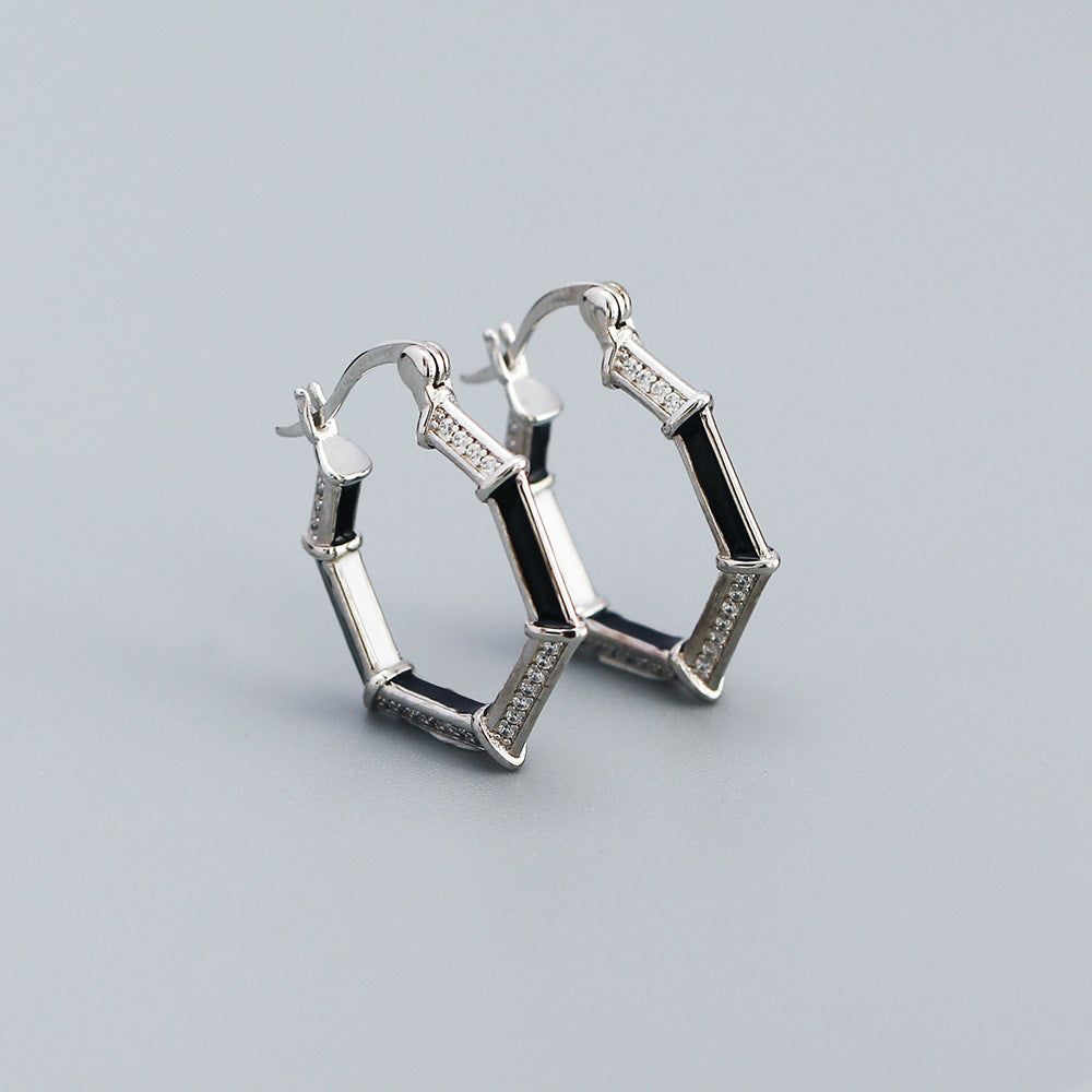 925 Sterling Silver Hexagonal Earrings