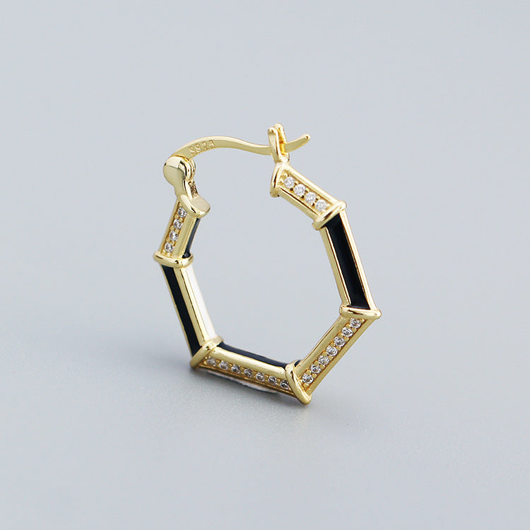 925 Sterling Silver Hexagonal Earrings