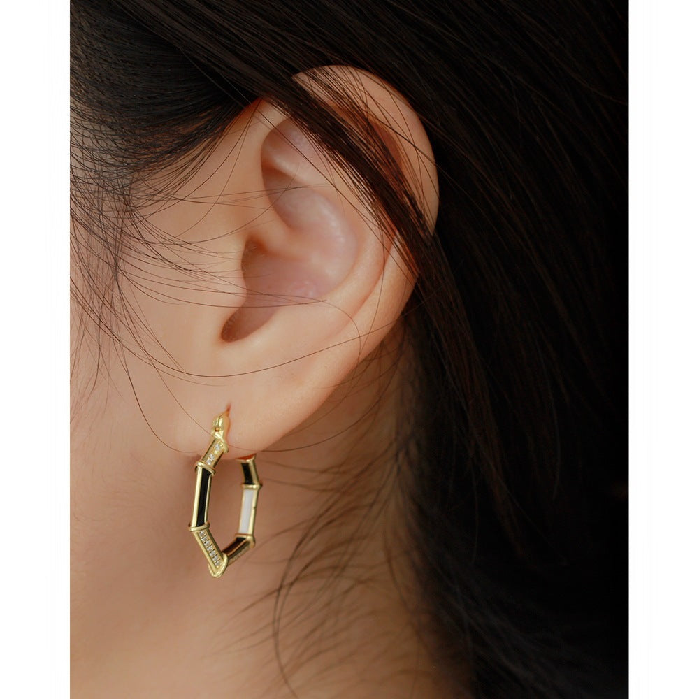 925 Sterling Silver Hexagonal Earrings