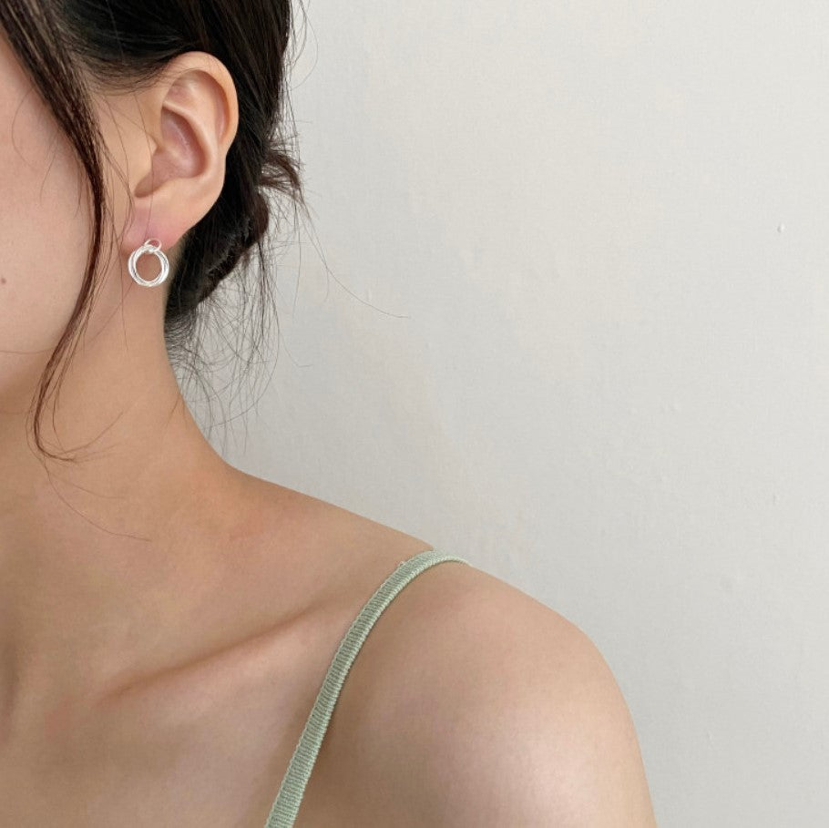 925 Sterling Silver Earrings Trendy Design With Round Circles