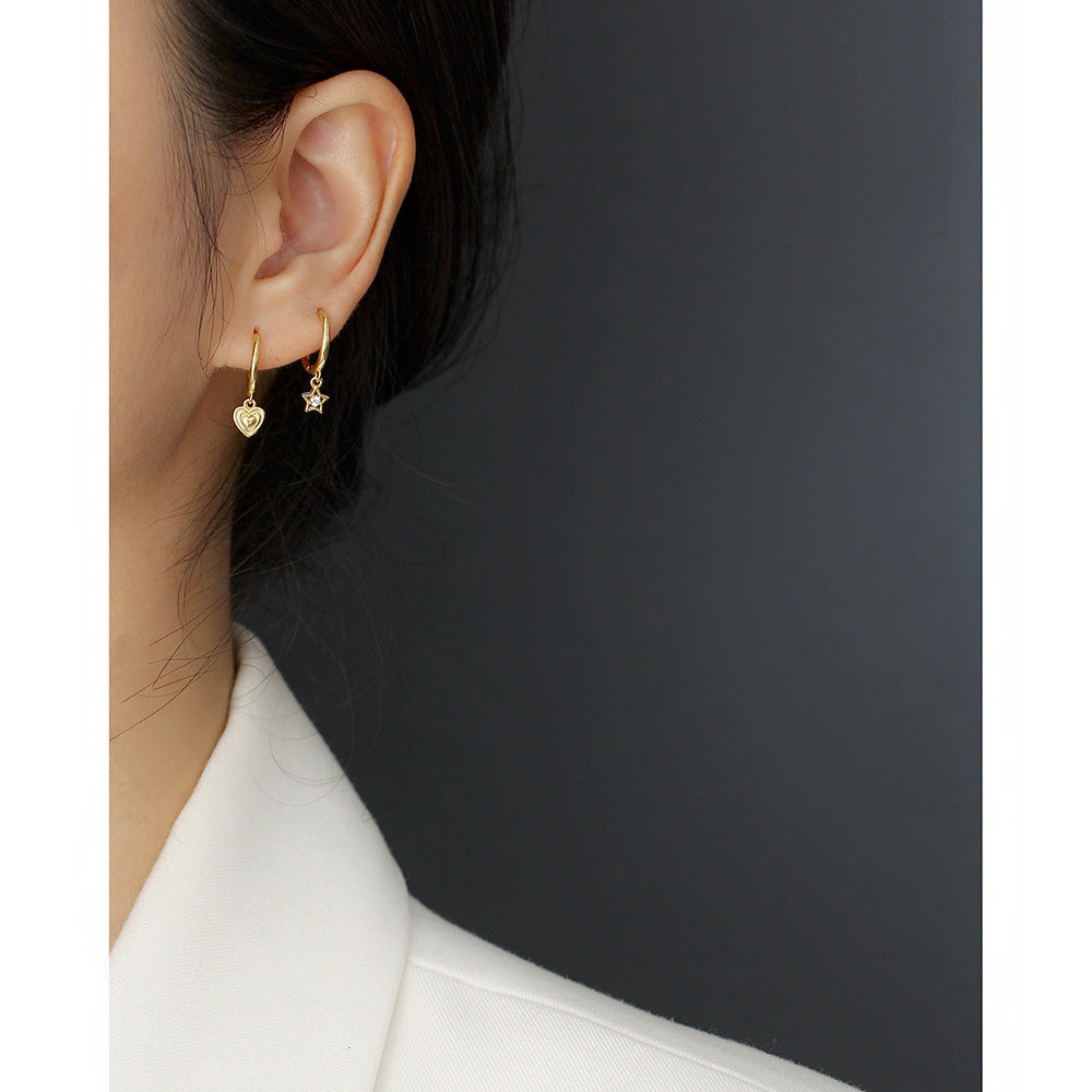 925 Sterling Silver Small Star Hoop Earrings
