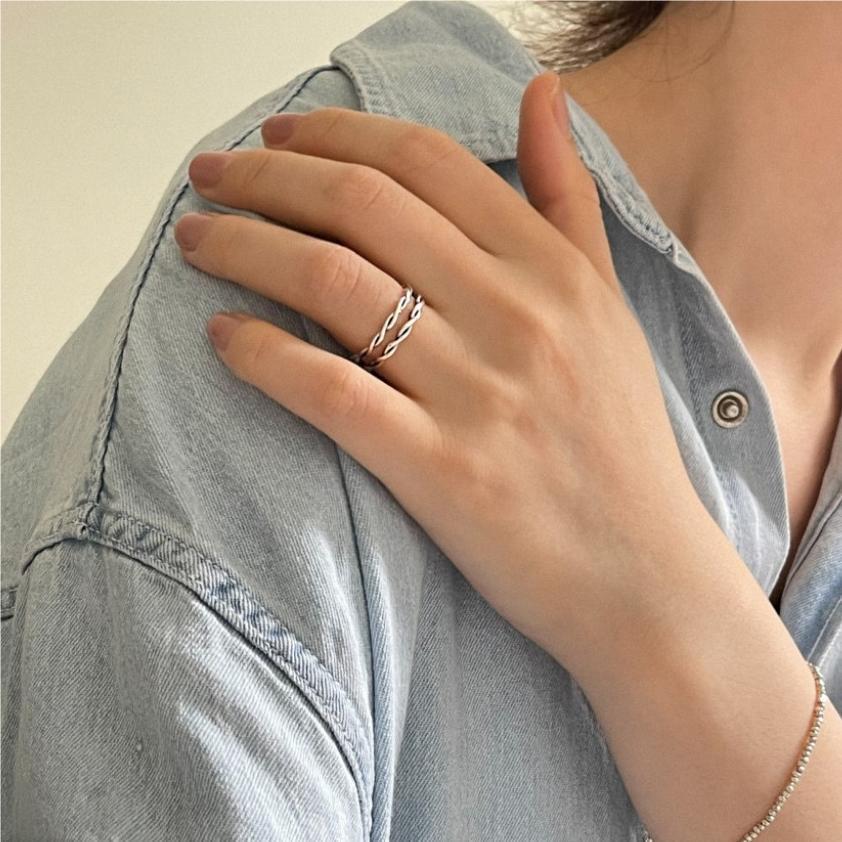 925 Sterling Silver Layered Rope Ring