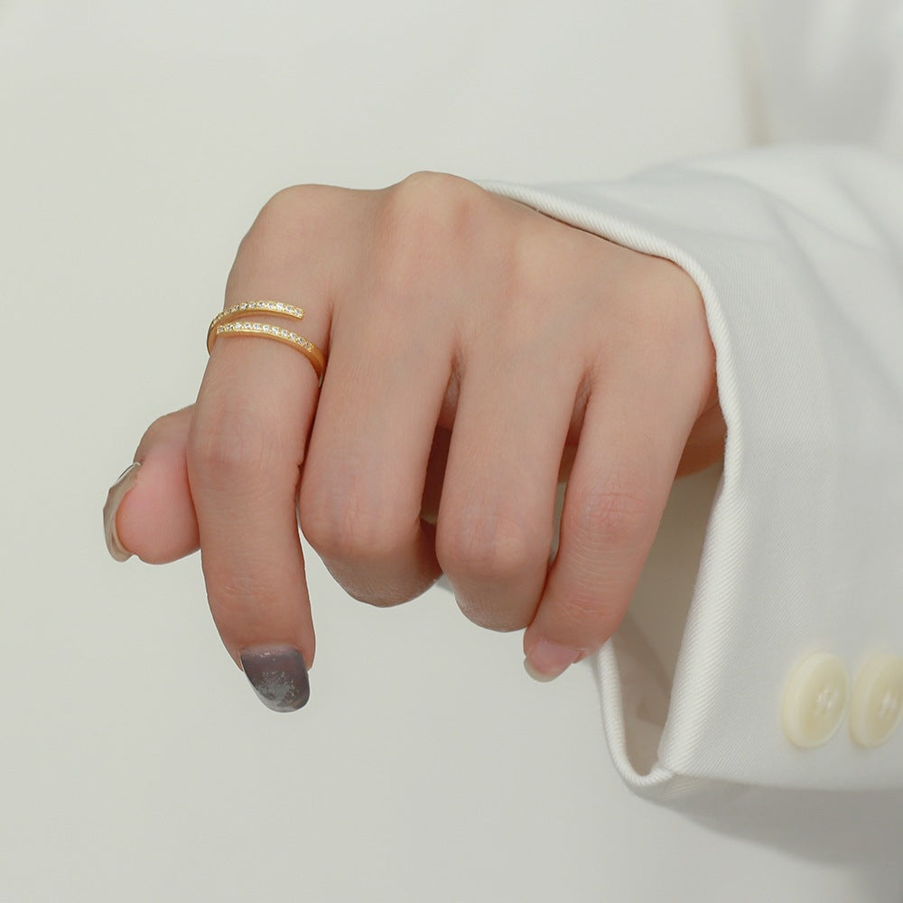 925 Sterling Silver Zircons Ring