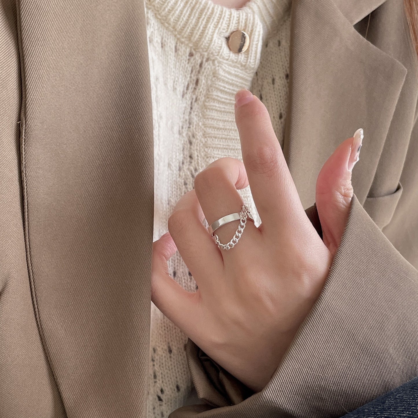 925 Sterling Silver Chain Ring