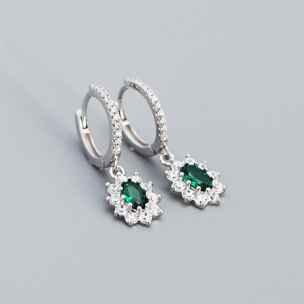 925 Sterling Silver Earrings With Stone Pendent