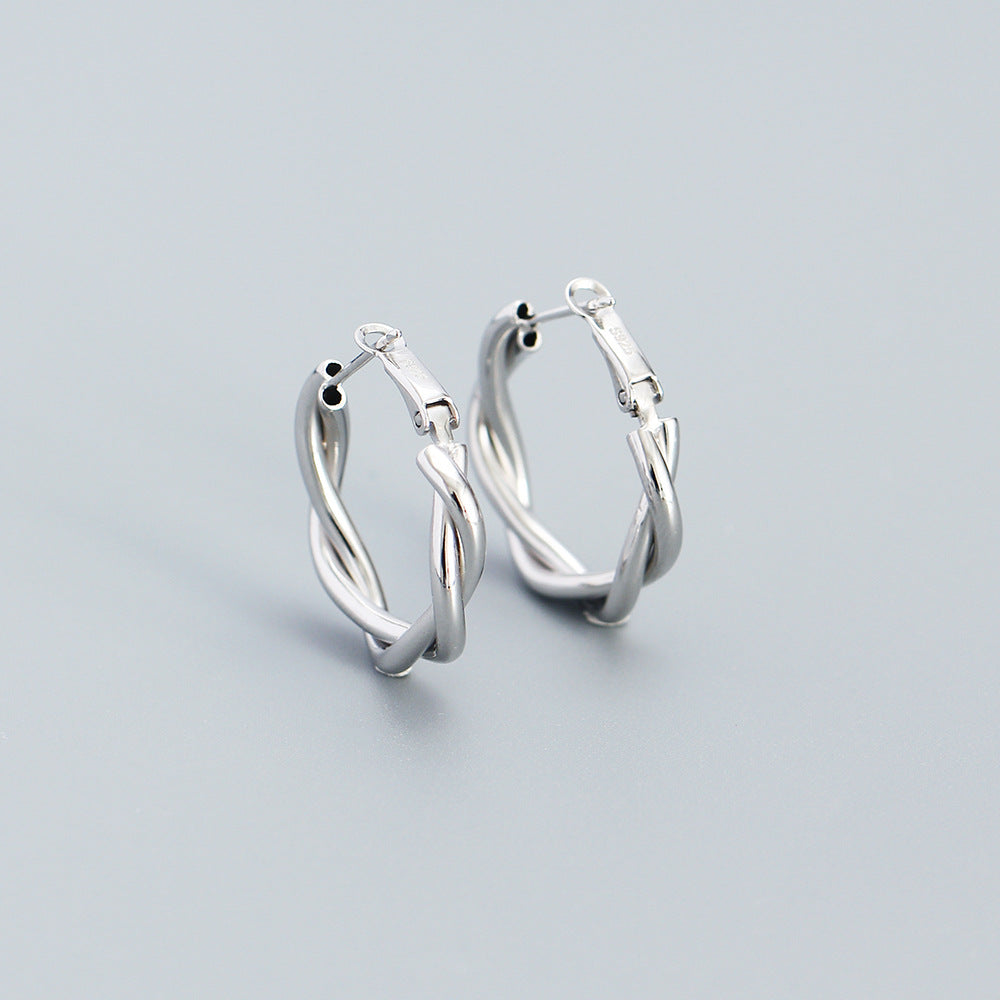 925 Sterling Silver Swited Hoop Earrings