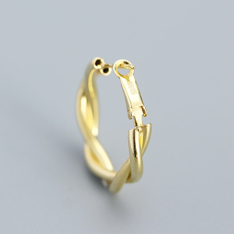925 Sterling Silver Swited Hoop Earrings