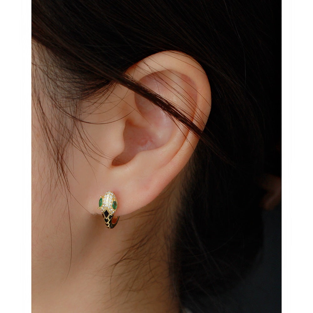 925 Sterling Silver Snake Earrings