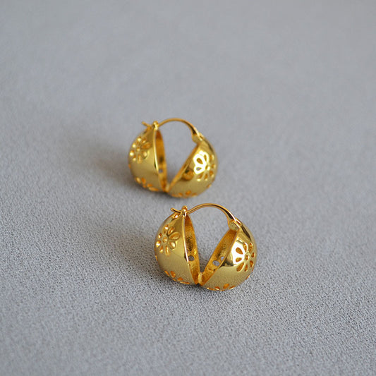 Brass Flower Hollow Earrings