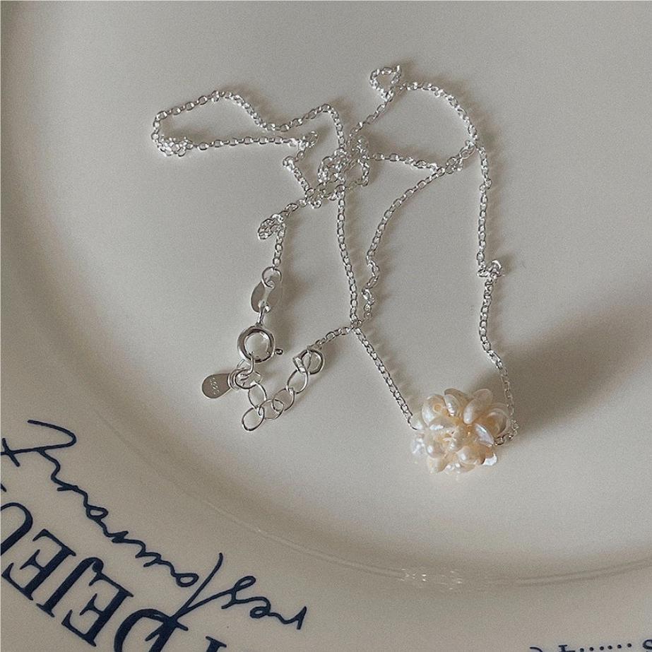 925 Sterling Silver Freshwater Pearl Ball Shape Pendant Necklace
