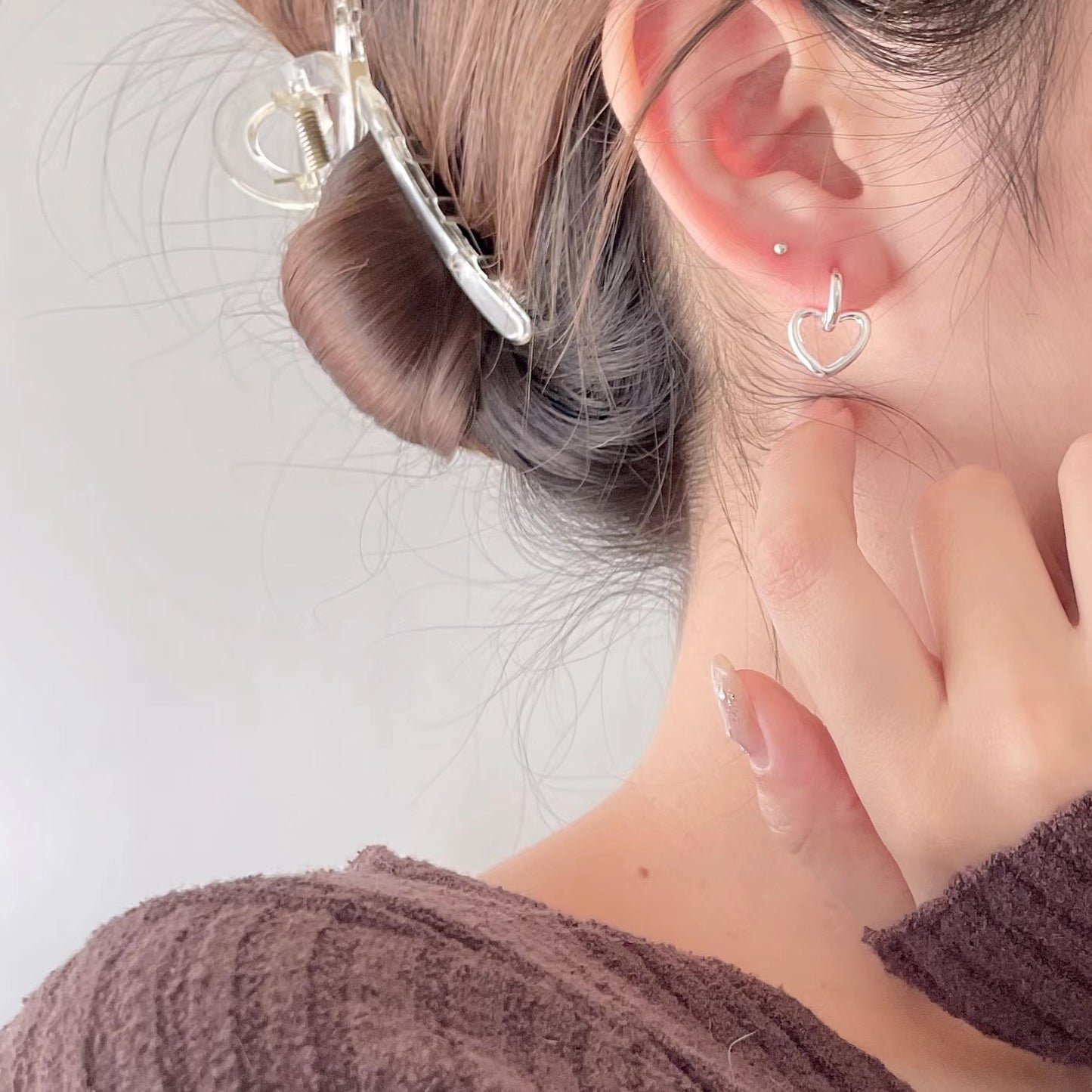 925 Sterling Silver Heart Shape Earrings