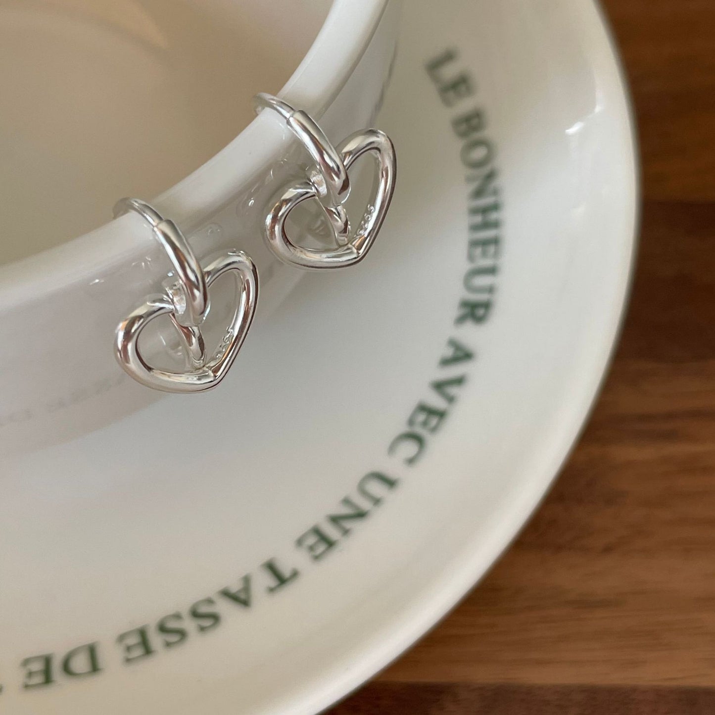 925 Sterling Silver Heart Shape Earrings