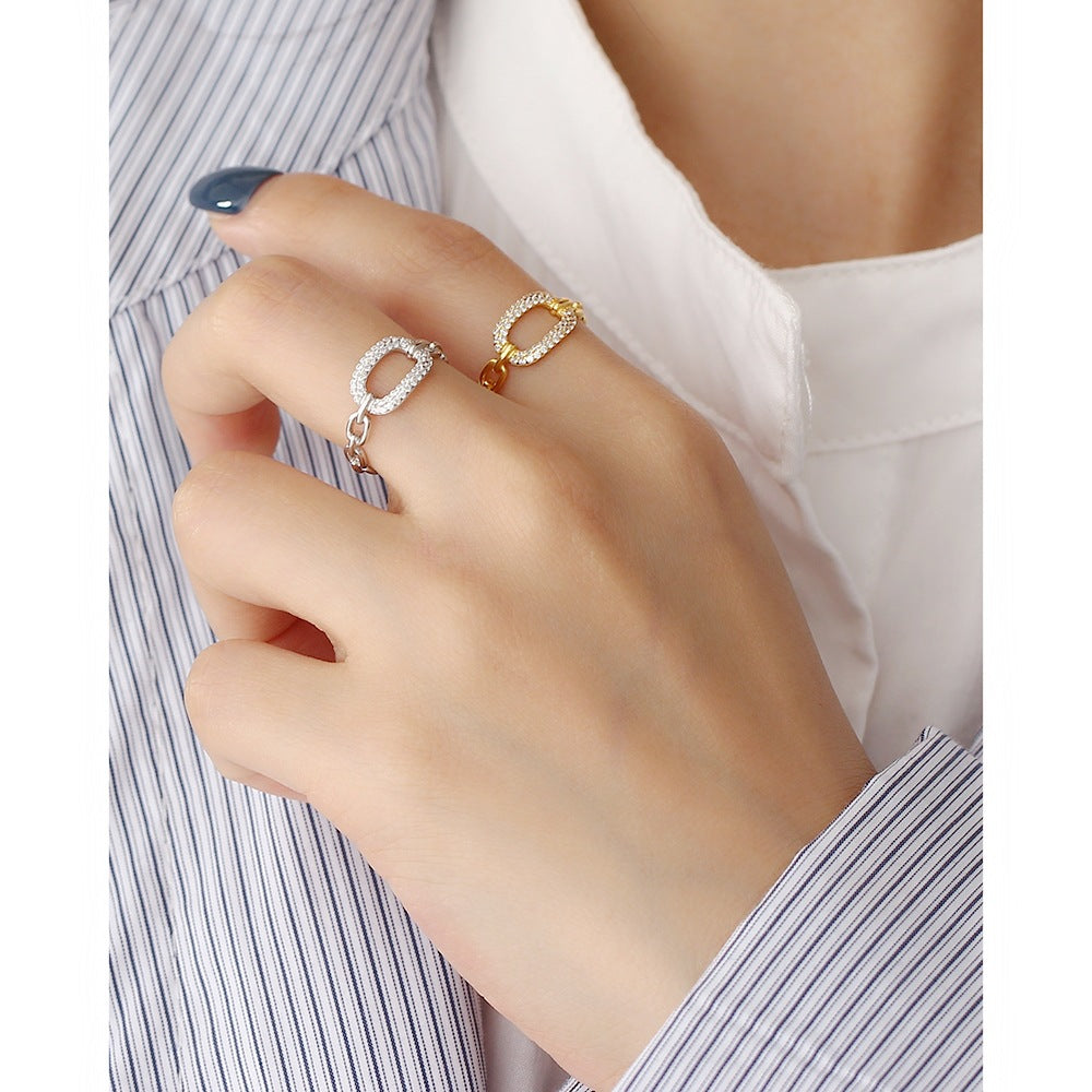 925 Sterling Silver Zircons Ring