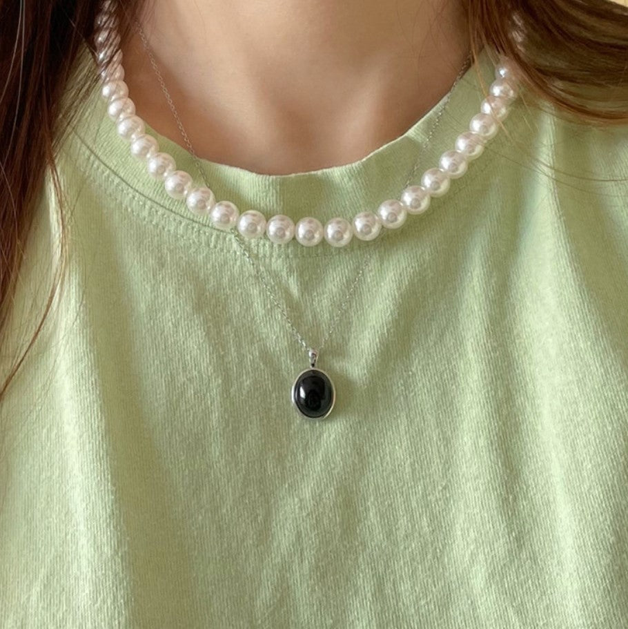 925 Sterling Silver Onyx Pendant Necklace