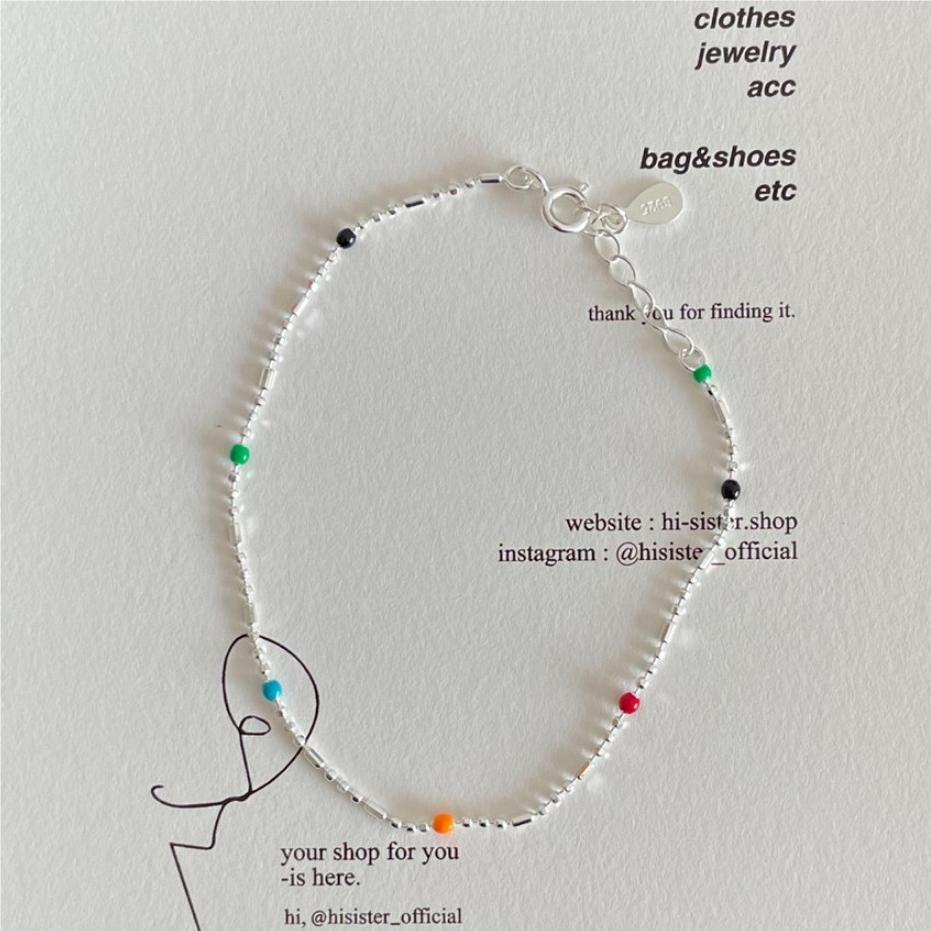 925 Sterling Silver Colorful Ball Bead Chain Bracelet Bangle