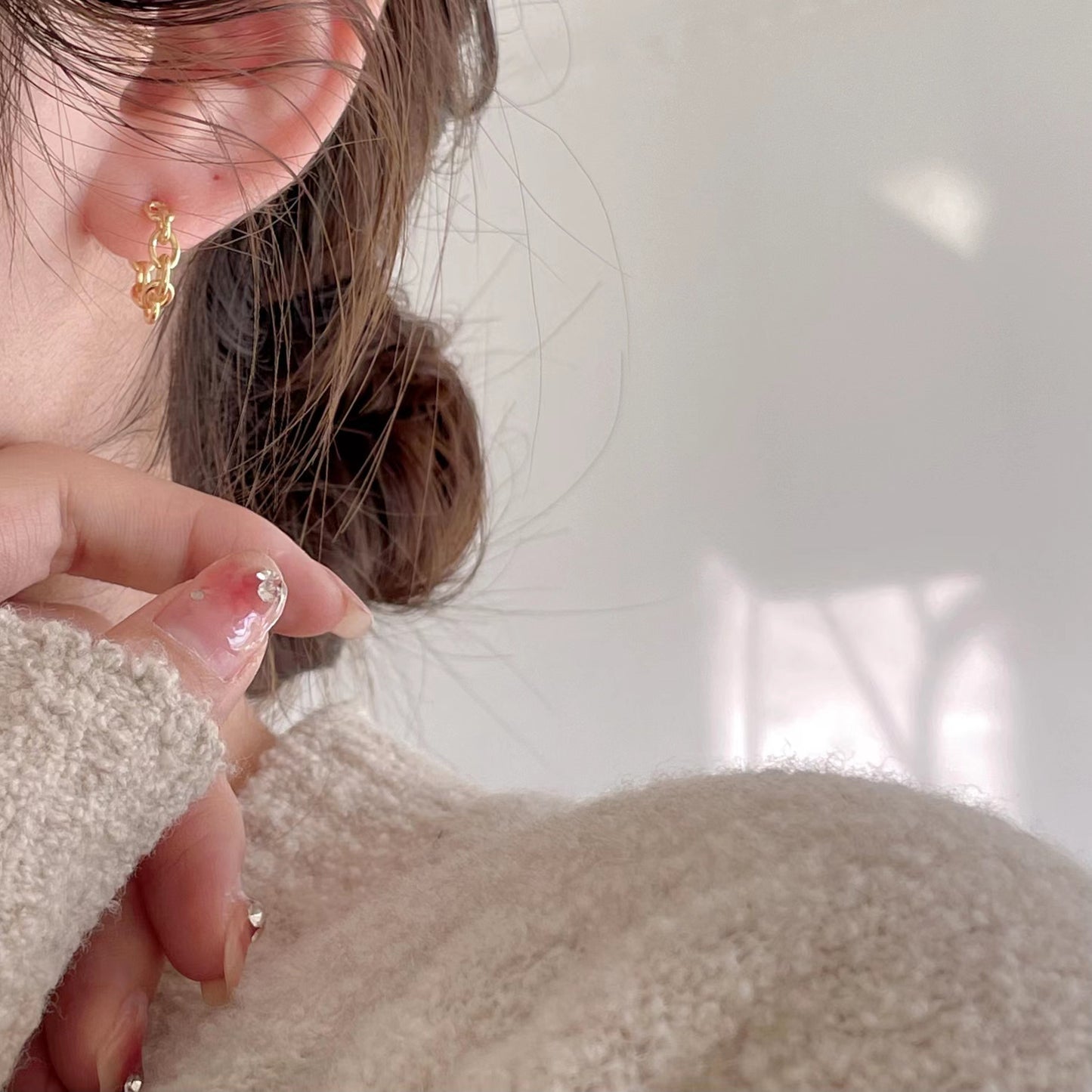 925 Sterling Silver Chain Stud Earrings