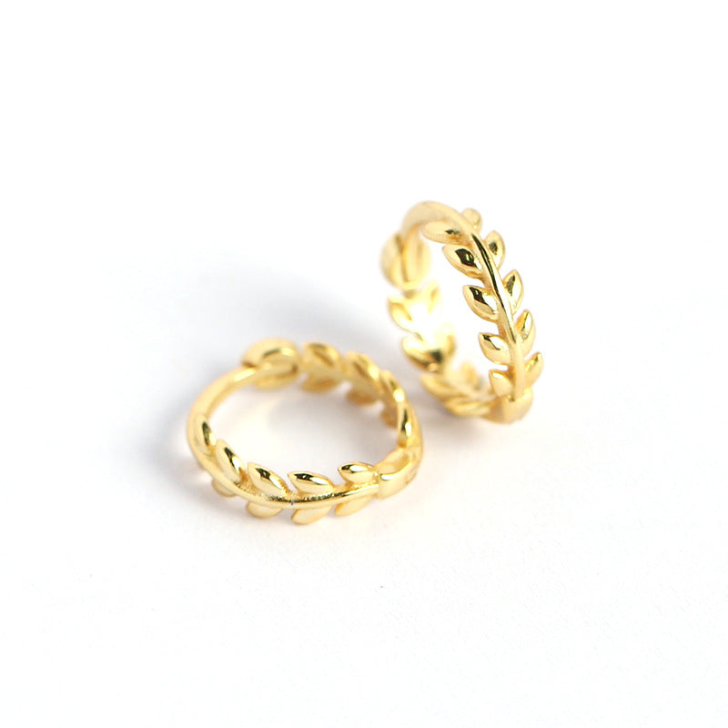 925 Sterling Silver Leaf Small Hoop Earrings