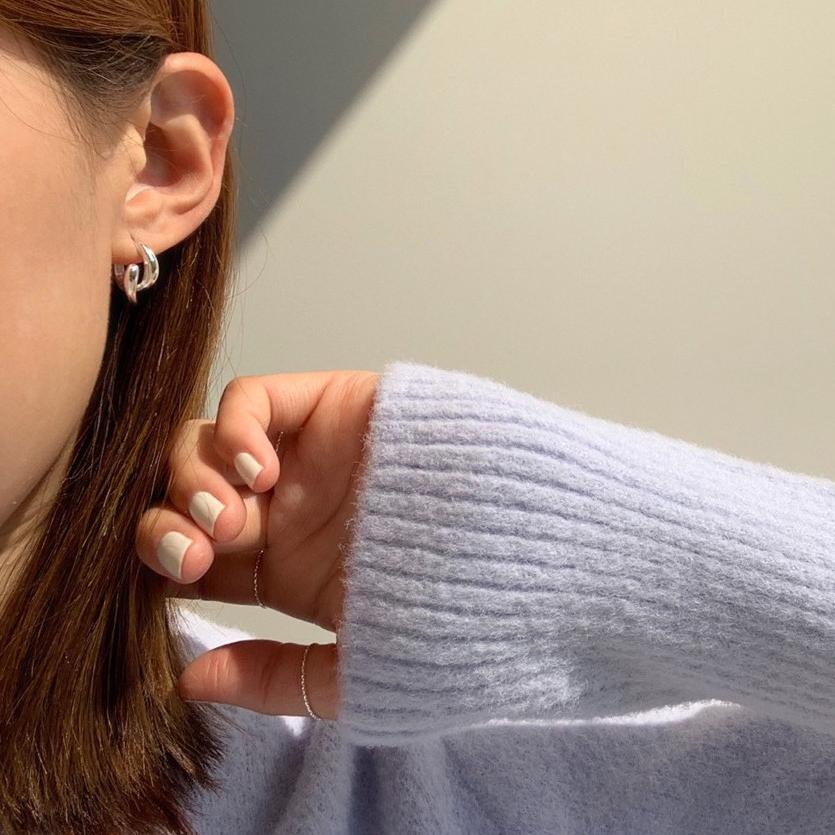 925 Sterling Silver Trendy Hoop Earrings