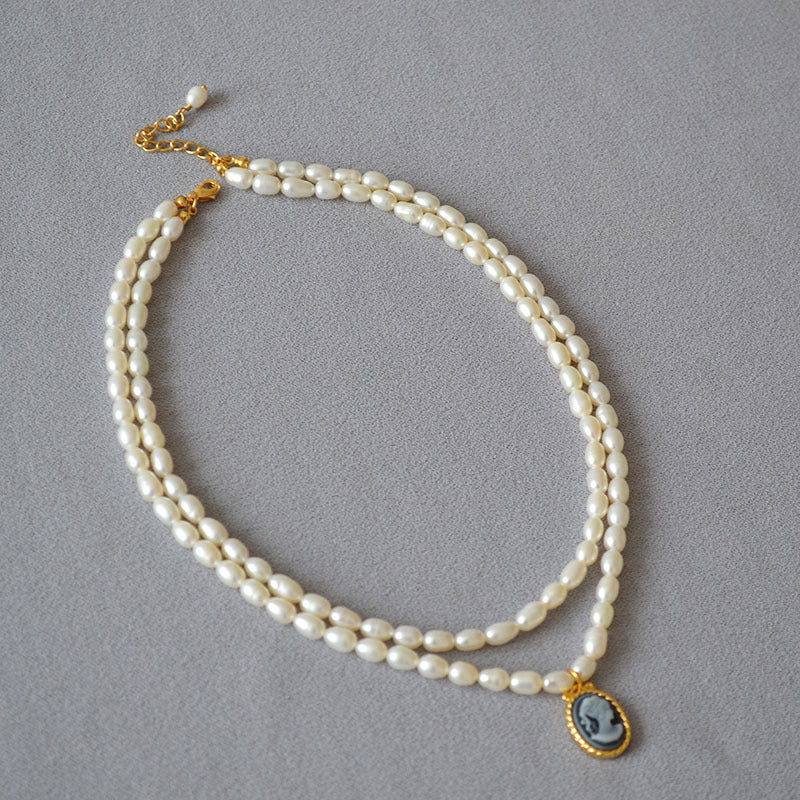 Brass Freshwater Pearl Layered Necklace