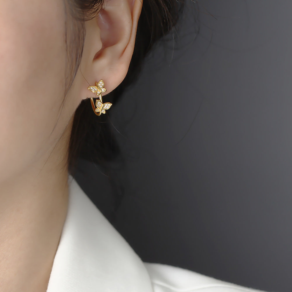 925 Sterling Silver Butterfly Stud Earrings