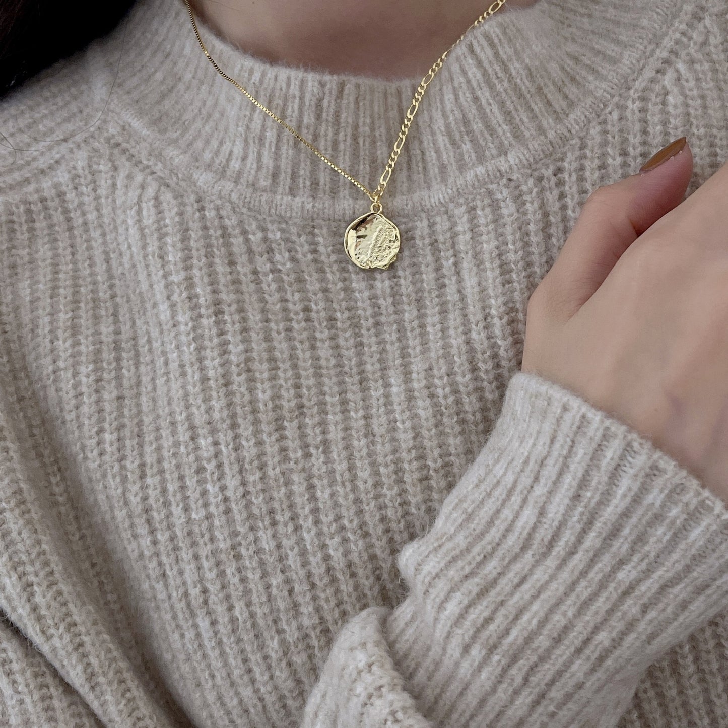 925 Sterling Silver Hammered Pendant Necklace