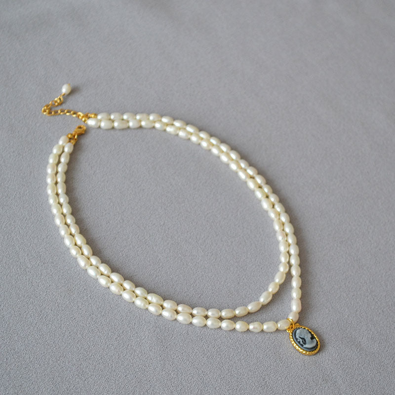 Brass Freshwater Pearl Layered Necklace