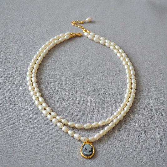 Brass Freshwater Pearl Layered Necklace