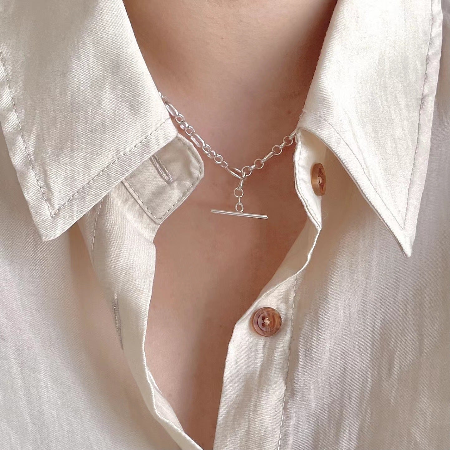 925 Sterling Silver Chain OT Lock Necklace