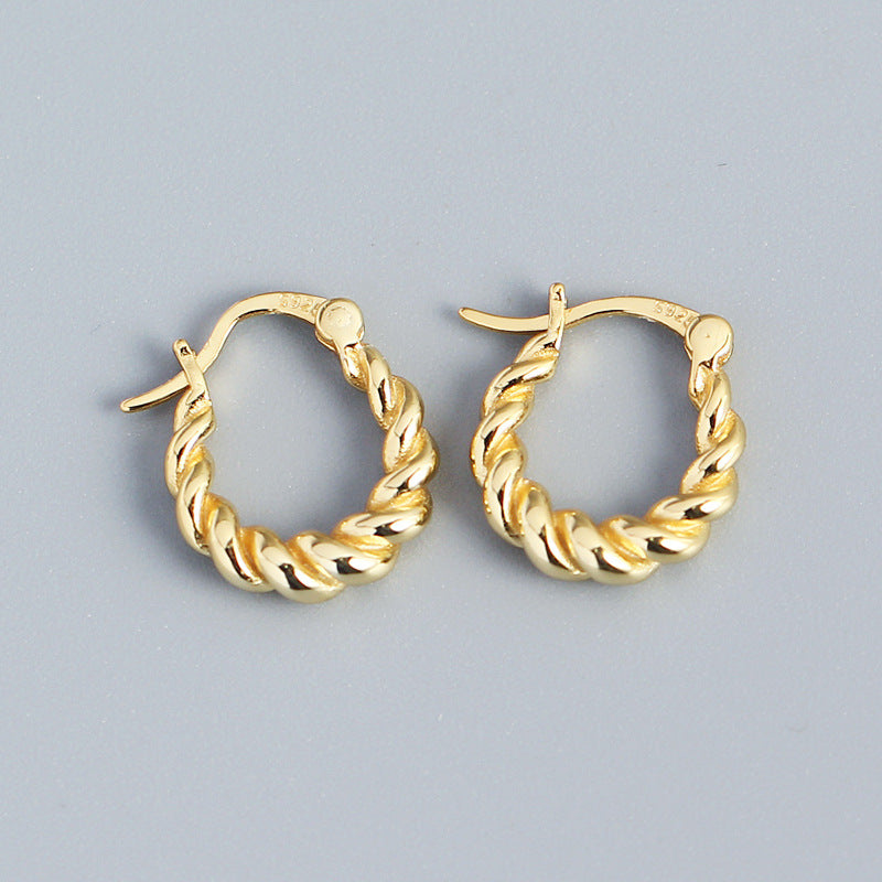 925 Sterling Silver Twisted Hoop Earrings