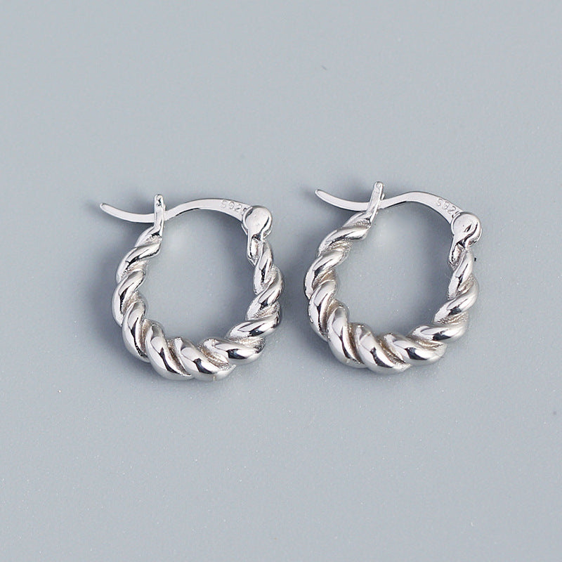 925 Sterling Silver Twisted Hoop Earrings