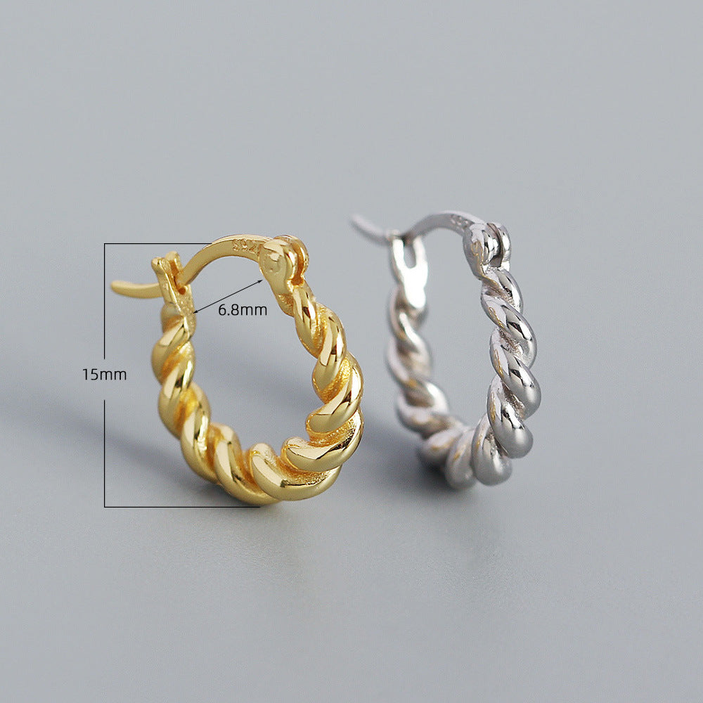 925 Sterling Silver Twisted Hoop Earrings