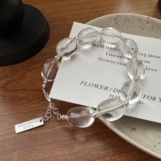 925 Sterling silver fashion white crystal oval bracelet