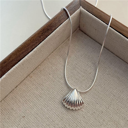 925 sterling silver simple shell shape necklace